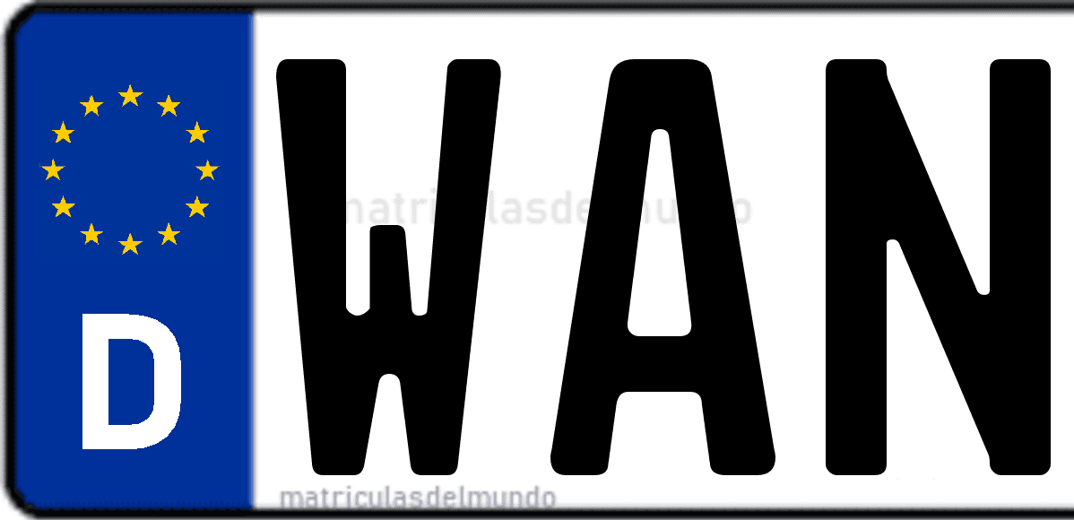Imagen de matrícula de Alemania con código 'WAN'