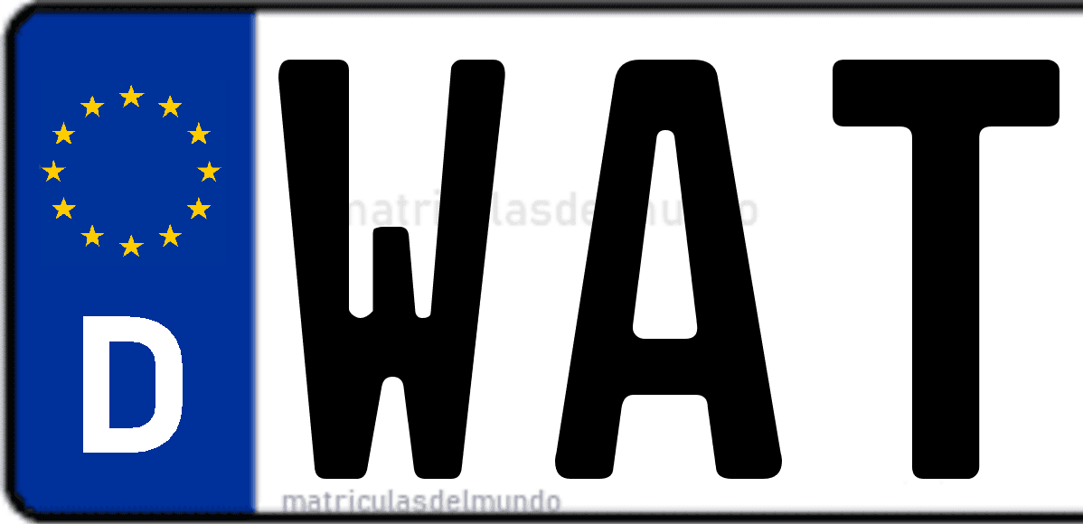 Imagen de matrícula de Alemania con código 'WAT'
