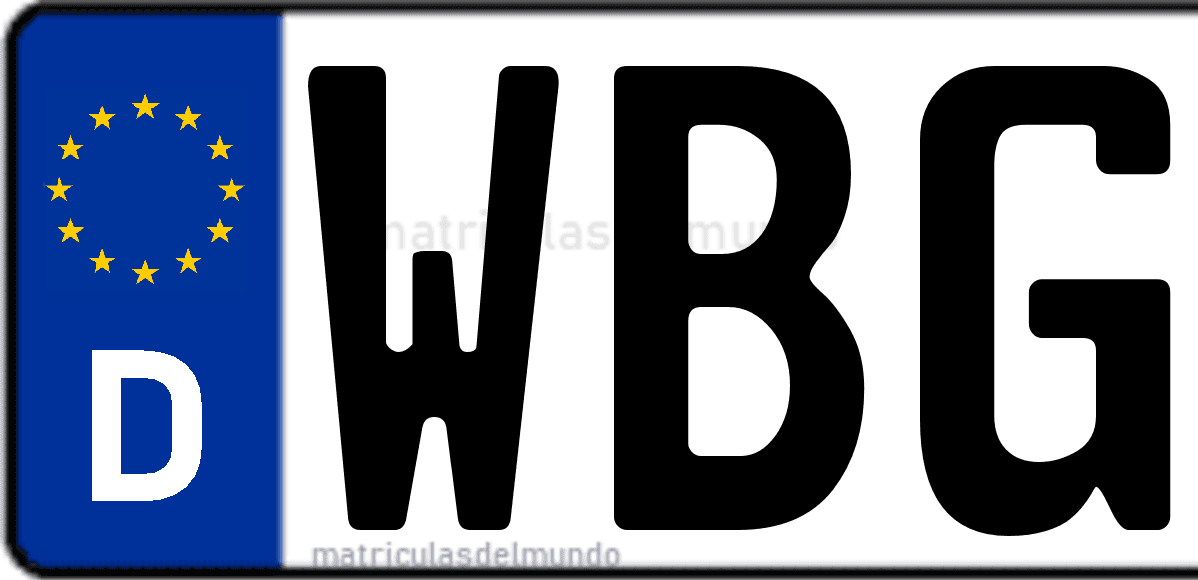 Imagen de matrícula de Alemania con código 'WBG'