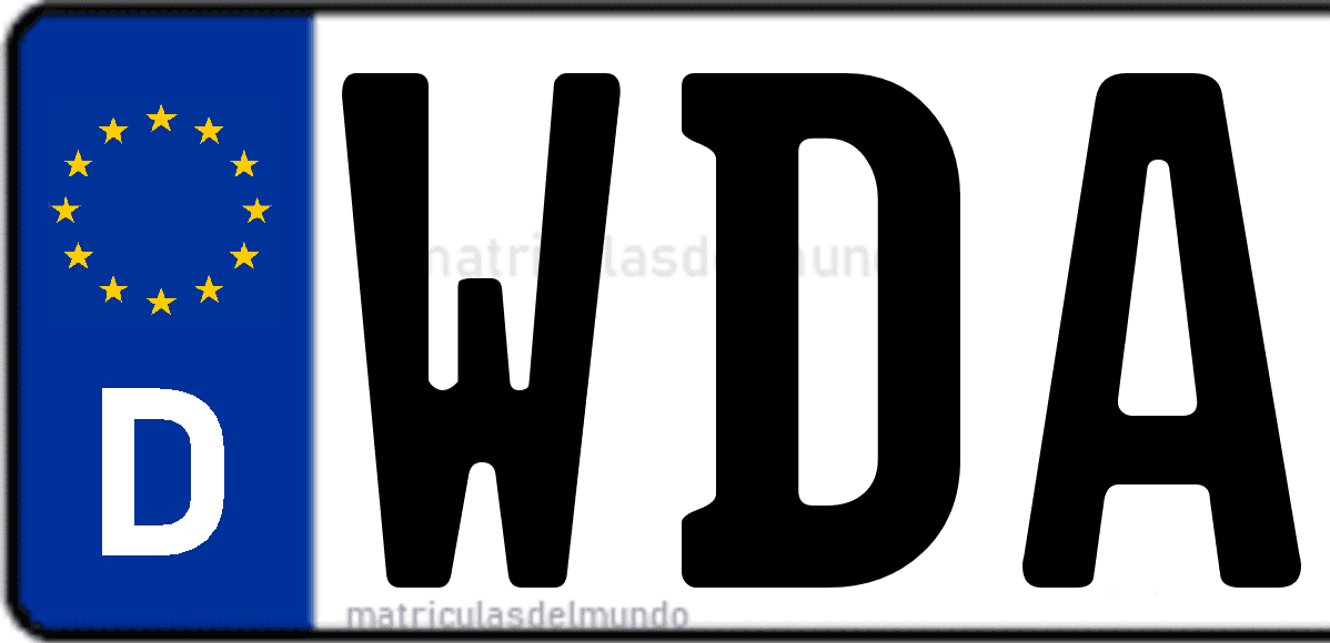 Imagen de matrícula de Alemania con código 'WDA'