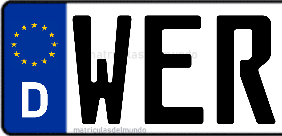 Imagen de matrícula de Alemania con código 'WER'
