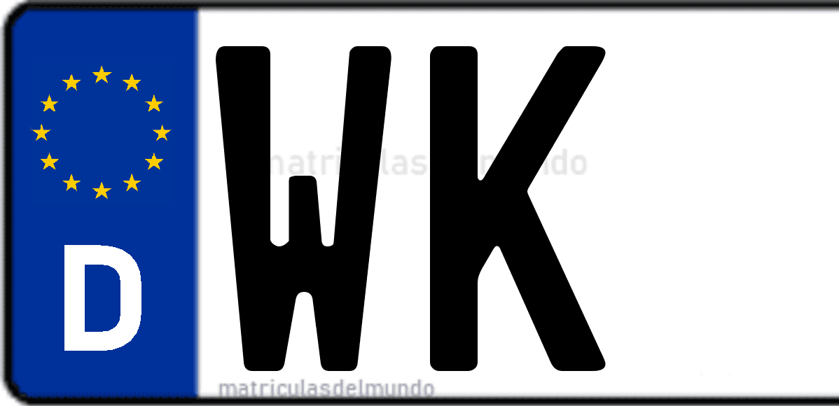 Imagen de matrícula de Alemania con código 'WK'
