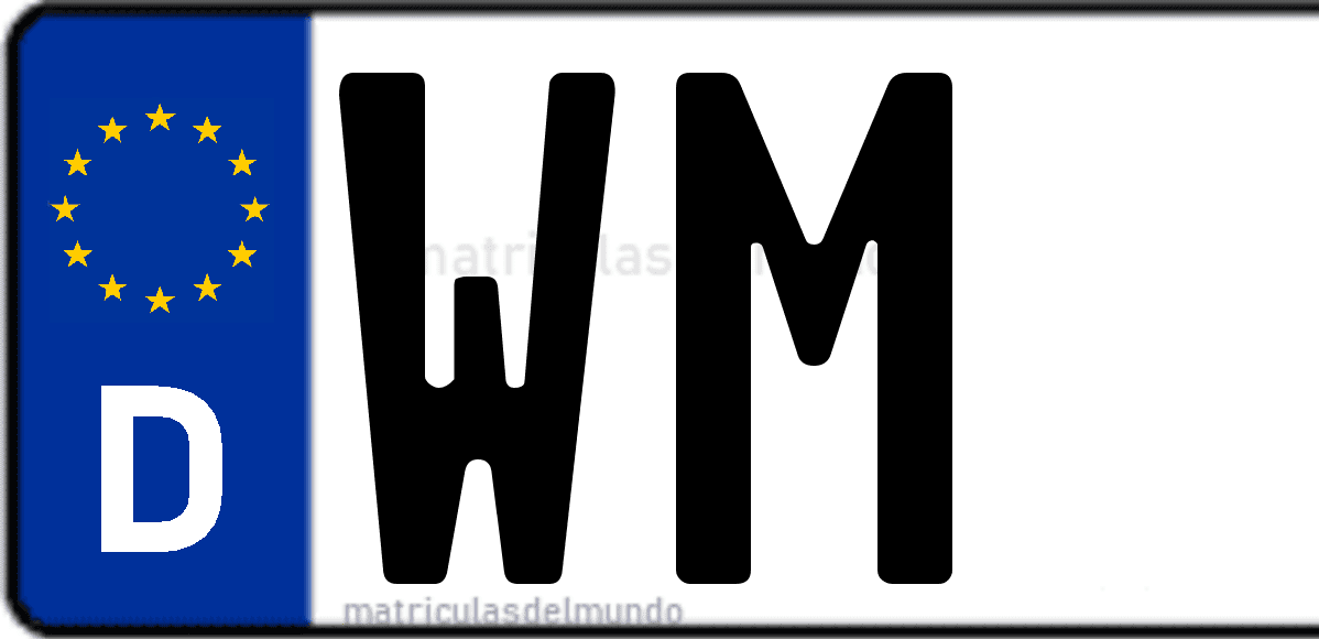 Imagen de matrícula de Alemania con código 'WM'