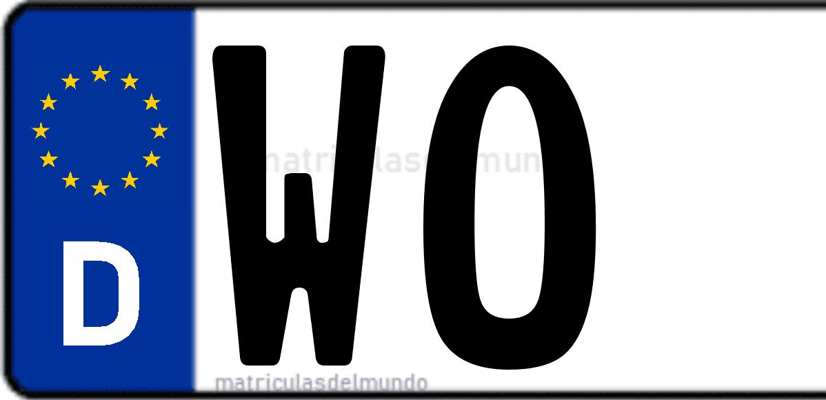 Imagen de matrícula de Alemania con código 'WO'