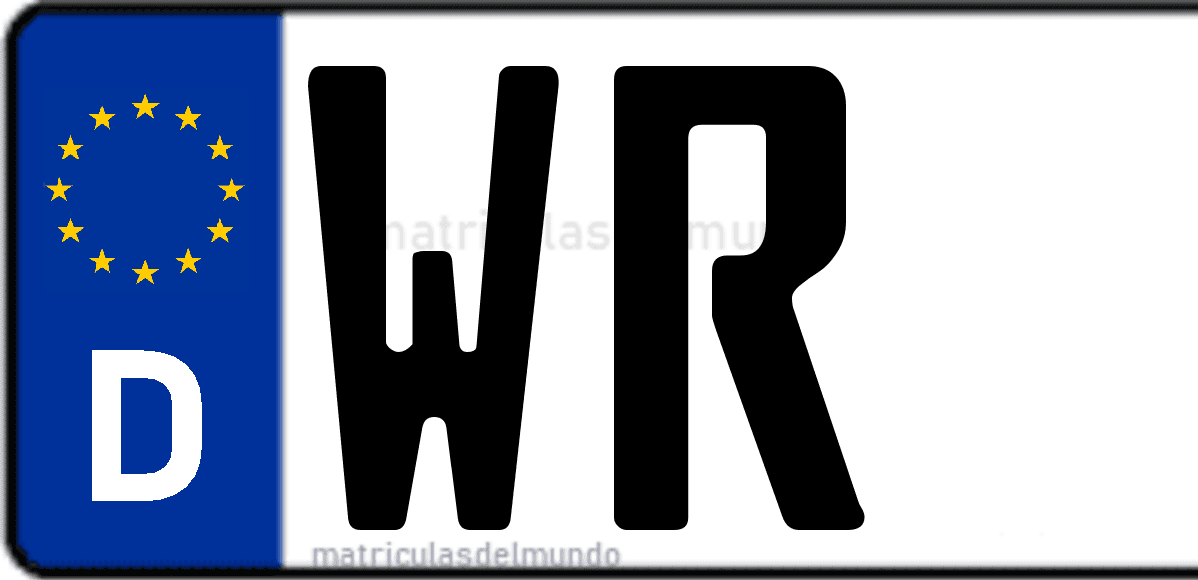 Imagen de matrícula de Alemania con código 'WR'