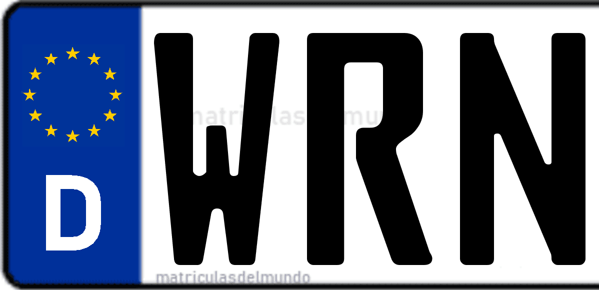 Imagen de matrícula de Alemania con código 'WRN'