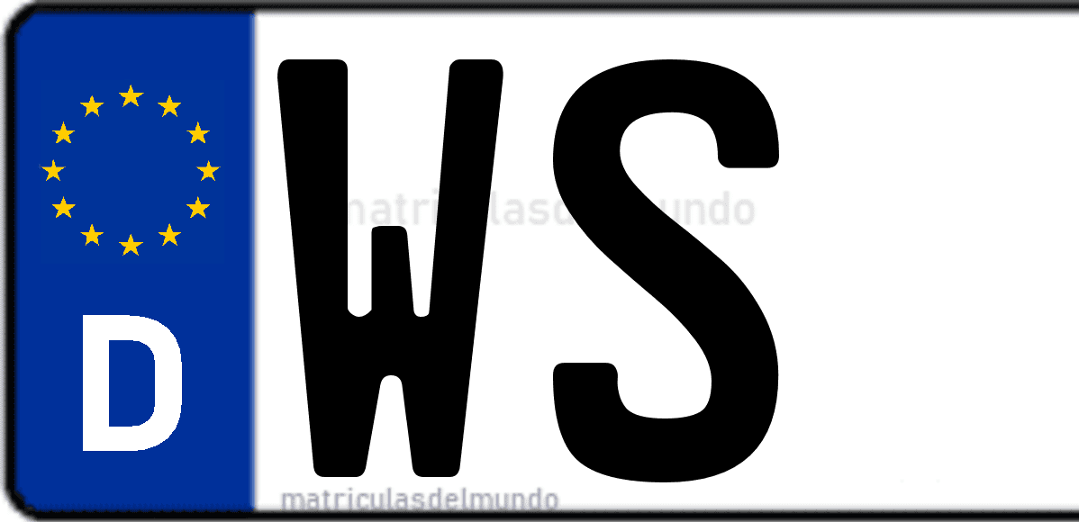 Imagen de matrícula de Alemania con código 'WS'