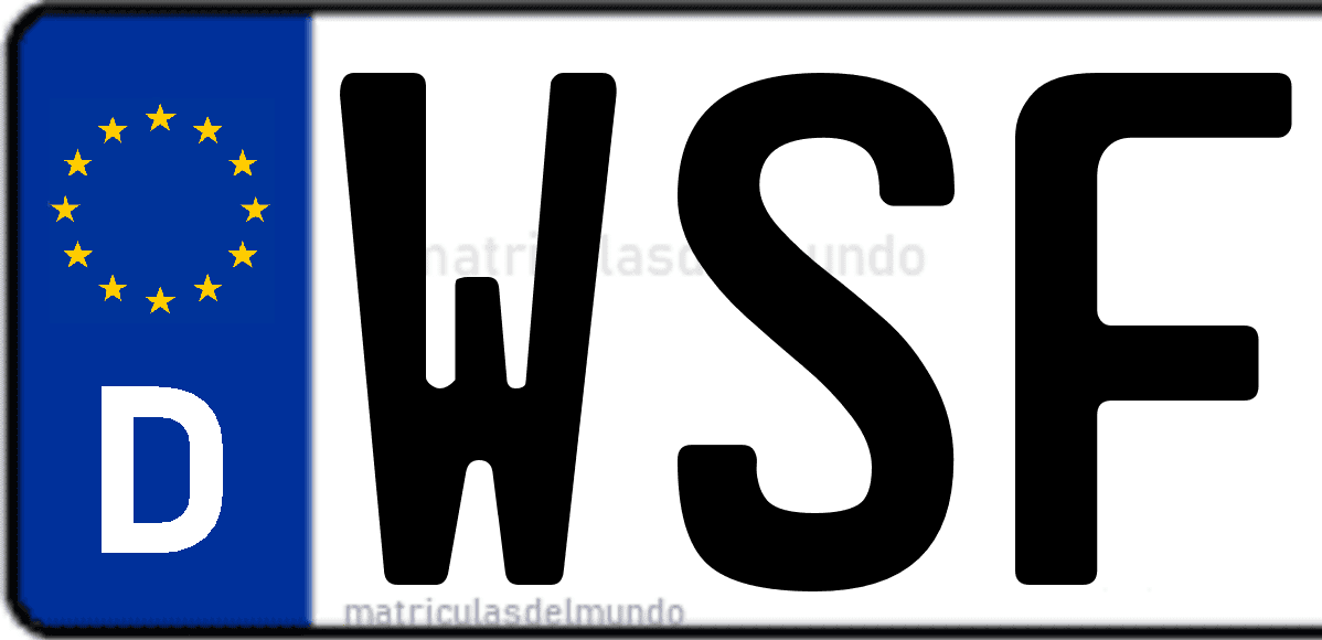 Imagen de matrícula de Alemania con código 'WSF'
