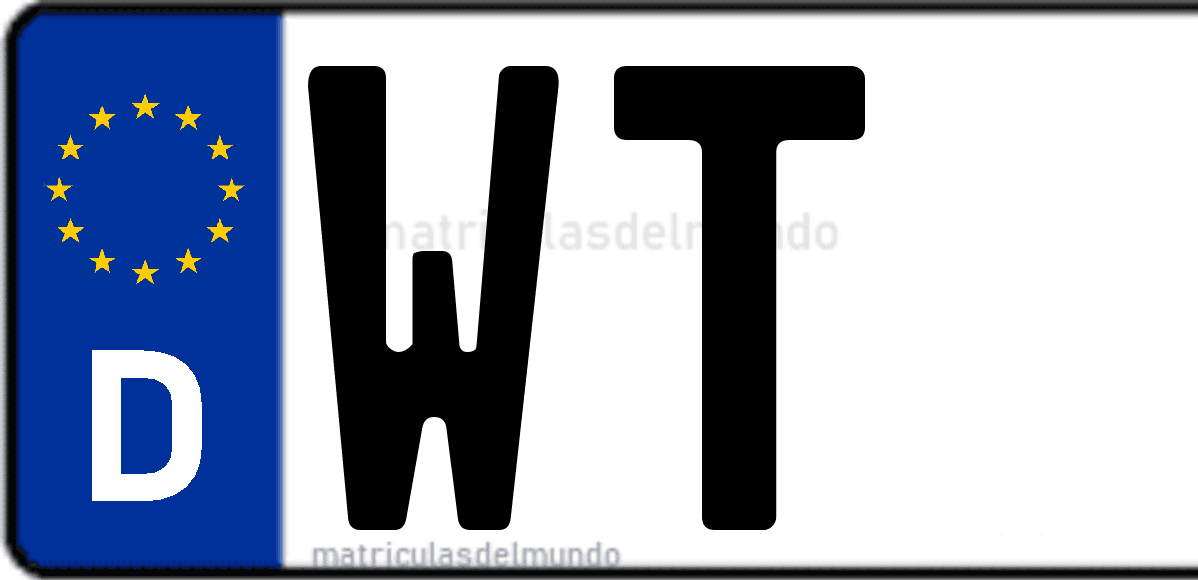 Imagen de matrícula de Alemania con código 'WT'
