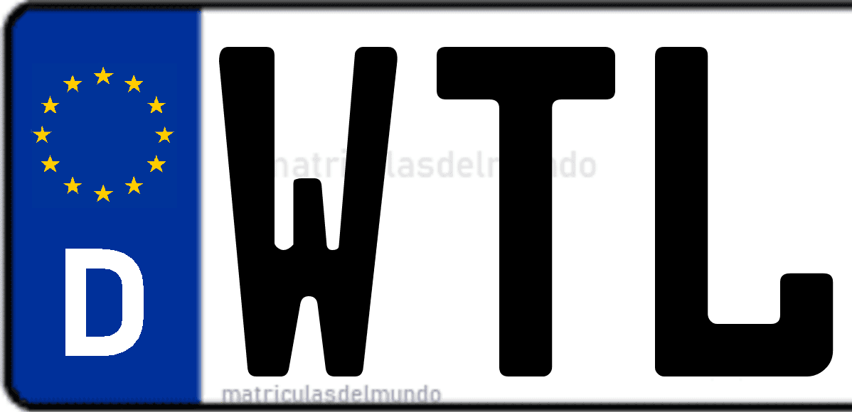 Imagen de matrícula de Alemania con código 'WTL'