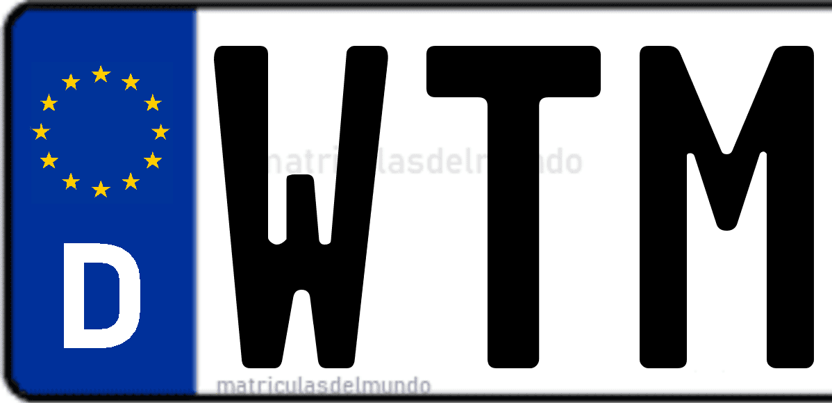 Imagen de matrícula de Alemania con código 'WTM'