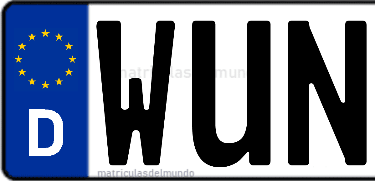 Imagen de matrícula de Alemania con código 'WUN'