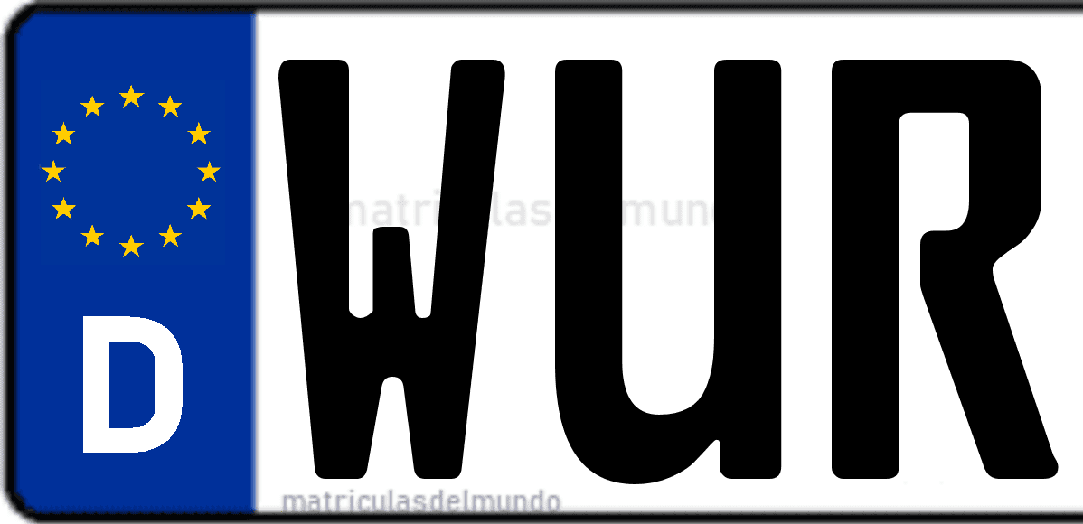 Imagen de matrícula de Alemania con código 'WUR'