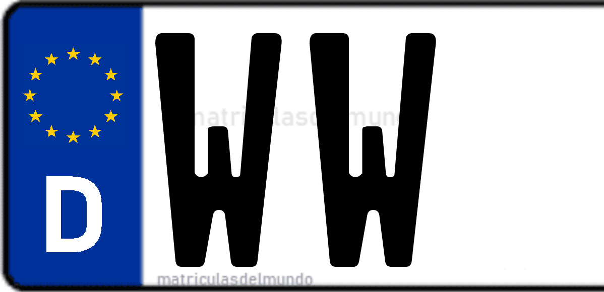 Imagen de matrícula de Alemania con código 'WW'