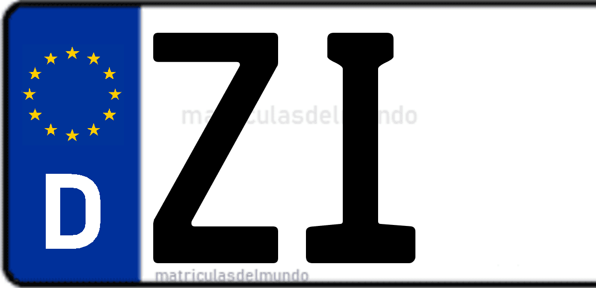 Imagen de matrícula de Alemania con código 'ZI'