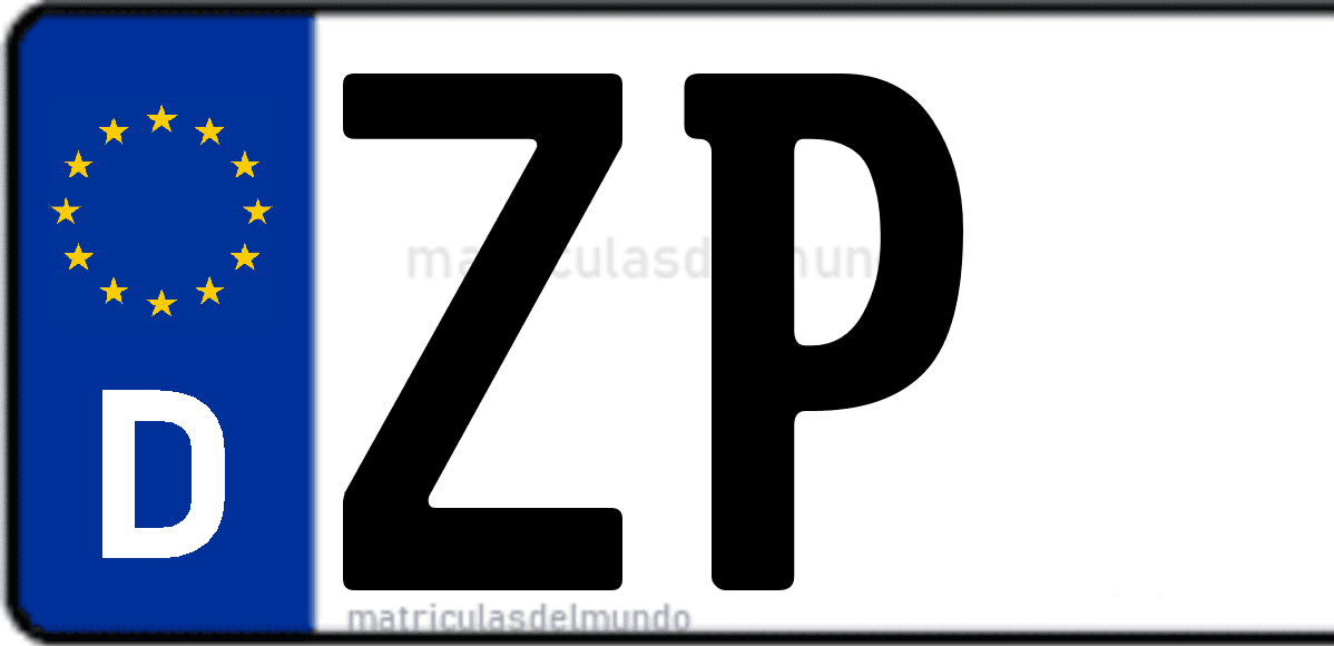 Imagen de matrícula de Alemania con código 'ZP'