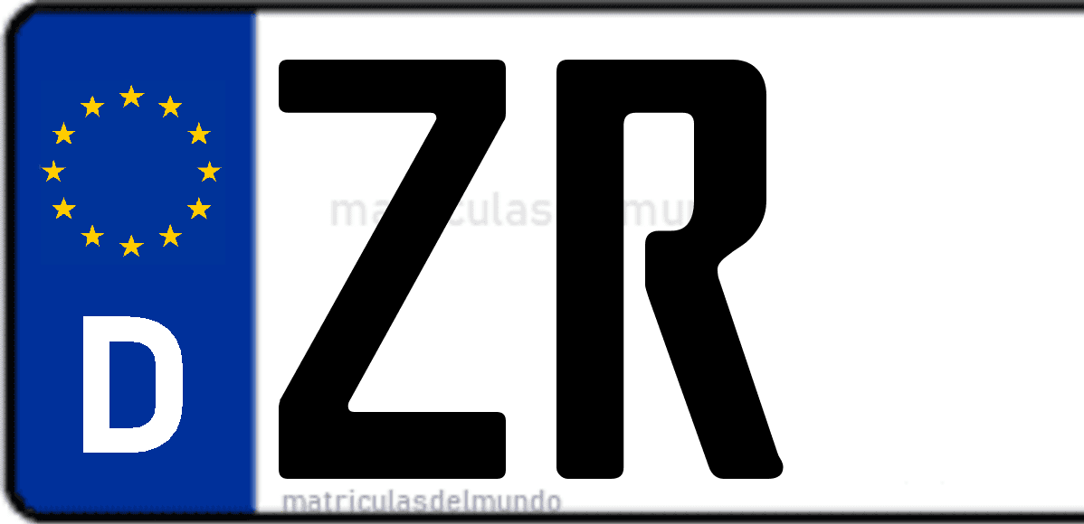 Imagen de matrícula de Alemania con código 'ZR'