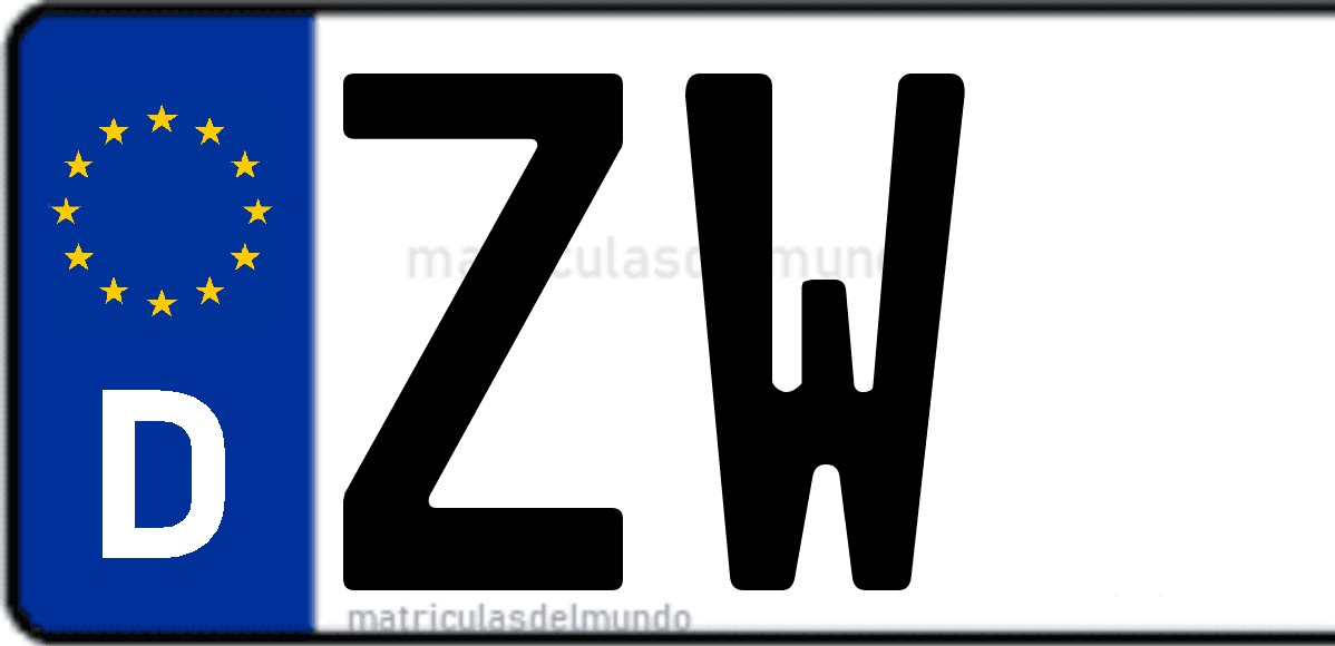 Imagen de matrícula de Alemania con código 'ZW'