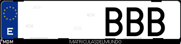 Imágen de matrícula de coche con letras BBB de España