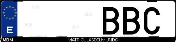 Imágen de matrícula de coche con letras BBC de España