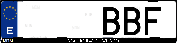 Imágen de matrícula de coche con letras BBF de España