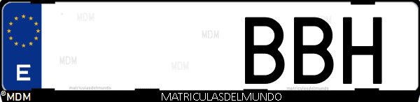 Imágen de matrícula de coche con letras BBH de España