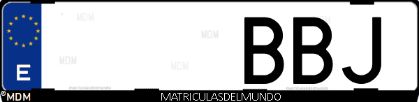 Imágen de matrícula de coche con letras BBJ de España