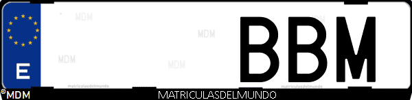 Imágen de matrícula de coche con letras BBM de España