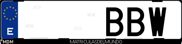 Imágen de matrícula de coche con letras BBW de España