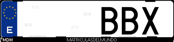 Imágen de matrícula de coche con letras BBX de España