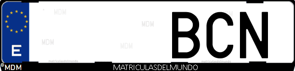 Imágen de matrícula de coche con letras BCN de España