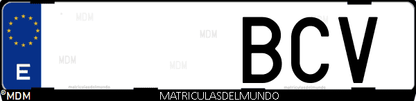 Imágen de matrícula de coche con letras BCV de España