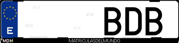 Imágen de matrícula de coche con letras BDB de España