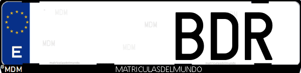 Imágen de matrícula de coche con letras BDR de España