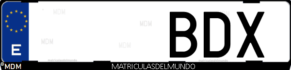 Imágen de matrícula de coche con letras BDX de España
