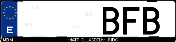 Imágen de matrícula de coche con letras BFB de España