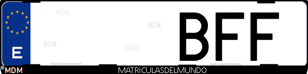 Imágen de matrícula de coche con letras BFF de España