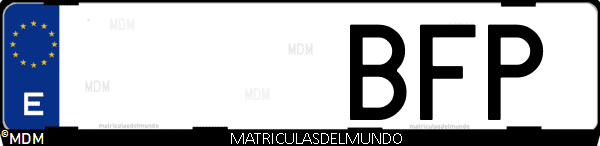 Imágen de matrícula de coche con letras BFP de España