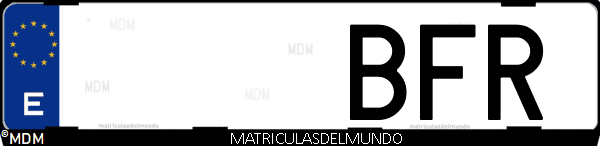 Imágen de matrícula de coche con letras BFR de España