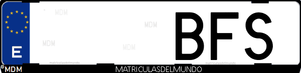 Imágen de matrícula de coche con letras BFS de España