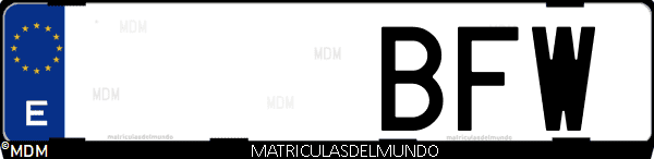 Imágen de matrícula de coche con letras BFW de España