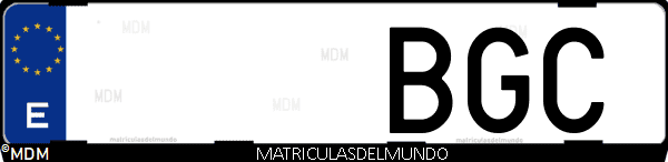 Imágen de matrícula de coche con letras BGC de España