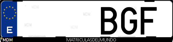 Imágen de matrícula de coche con letras BGF de España