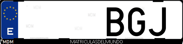 Imágen de matrícula de coche con letras BGJ de España