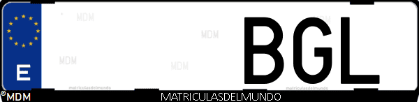 Imágen de matrícula de coche con letras BGL de España