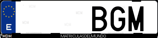 Imágen de matrícula de coche con letras BGM de España