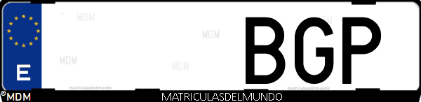Imágen de matrícula de coche con letras BGP de España