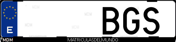 Imágen de matrícula de coche con letras BGS de España