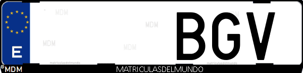Imágen de matrícula de coche con letras BGV de España