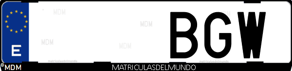 Imágen de matrícula de coche con letras BGW de España